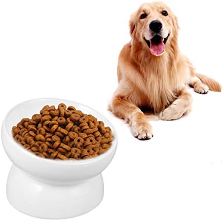  Pet Raised Bowls Ceramic Food Bowl Pet Water Bowl Pet Supplies For Cat Dog (White, Size S)