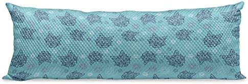  Lunarable Dog Bone Body Pillow Cover, Cartoon Food For Dog Treat Pattern With Silhouette Zigzag Background, Soft Comfortable Zippered Side Sleeper Pillow Case, 20" X 55", White And Dark Blue