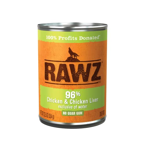  Rawz 96% Meat Canned Wet Food For Dogs 12 Pack/ 12.5 Oz. Cans (Chicken/Chicken Liver)