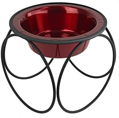  Platinum Pets Olympic Single Diner Feeder With Stainless Steel Dog Bowl, Large, Midnight Black