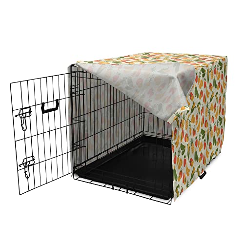  Lunarable Vegetable Dog Crate Cover, Vegetarian Food Pattern With Colorful Ingredients With Grunge Backdrop, Easy To Use Pet Kennel Cover For Small Dogs Puppies Kittens, 18 Inch, Multicolor