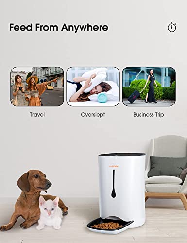  WOPET Automatic Dog Feeder, 7L Pet Food Dispenser For Cats And Dogs, Automatic Cat Feeders With Protion Control, Voice Recorder&Programmable Timer For Up To 5 Meals Per Day