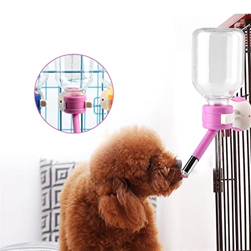  AACARB Cat Water Dispenser, Portable Pet Dog Water Bottle For Small Dogs Puppy Cat Hanging Drinking Water Bottle Head Fountain Water Dispenser Pet Feeder (Size : 300ml Pink)