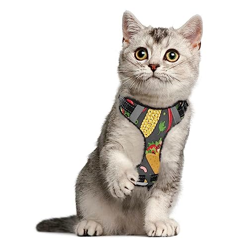  No Pull Dog Harness For Small Dogs Adjustable Pet Vest Harness With Leash Reflective Front Clip Vest With Handle Easy Control For Small Medium Large Dogs Cats Outdoor Walking Mexican Food Pattern Burr