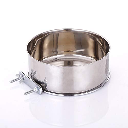  RiamxwR Pet Food Water Bowl With Clamp Holder Stainless Steel Coop Cup Hanging Feeder For Dog Bird Parrot Cat Rabbit Wall Mounted Pet Dog Cat Feeder Parrot Feeding Cups Birds Food Dish