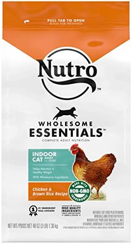  NUTRO WHOLESOME ESSENTIALS Natural Dry Cat Food, Indoor Cat Adult Chicken & Brown Rice Recipe Cat Kibble, 5 Lb. Bag