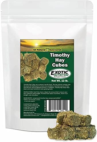  Timothy Hay Cubes 12 Lb - 100% All Natural, High Fiber, Sun Cured Timothy Grass Food & Treat - Rabbits, Guinea Pigs, Chinchillas, Degus, Prairie Dogs, Tortoises, Hamsters, Gerbils, Rats & Small Pets…