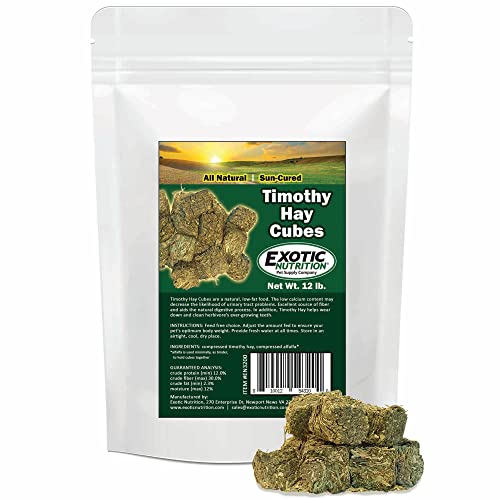  Timothy Hay Cubes 12 Lb - 100% All Natural, High Fiber, Sun Cured Timothy Grass Food & Treat - Rabbits, Guinea Pigs, Chinchillas, Degus, Prairie Dogs, Tortoises, Hamsters, Gerbils, Rats & Small Pets…