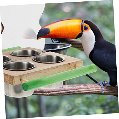  EVANEM 2 Pcs Food Cup Parakeet Perch Squirrel Feeders Comida Para Periquitos Bird Feeder With Mirror Bird Feeding Dish Cups Bird Hanging Water Feeder Bird Grinding Perch Parrot Feeder Pet (Color : As