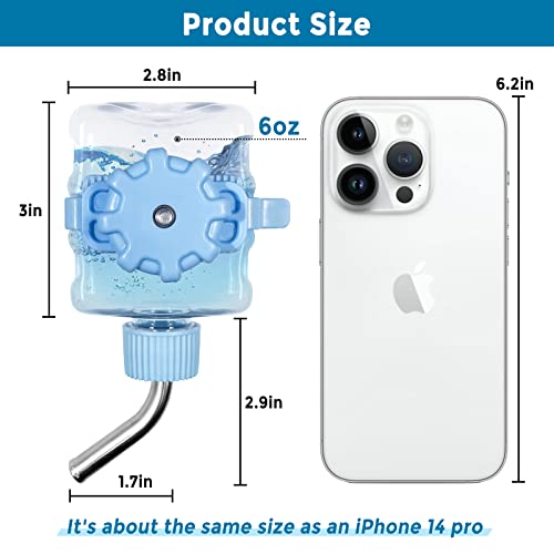  Vannon Small Animal Water Bottles For Crate Mini Clear Water Bottles Leak-Proof Water Dispenser For Rabbit, Chinchilla, Ferret, Guinea Pigs, Hedgehog, 6oz, No Drip, BPA Free