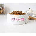 GENERIC Personalized Pink Dog Paw Print Pet Bowl, Ceramic Pet Food Bowl, Gift For Pets