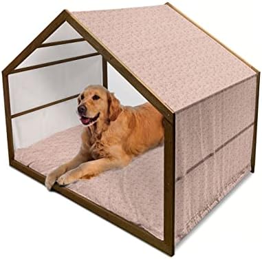  Lunarable Farming Wooden Pet House, Organic Cucumbers Dill Pickles Healthy Food Vegetables Salad Homemade, Outdoor & Indoor Portable Dog Kennel With Pillow And Cover, Large, Fern Green And Emerald