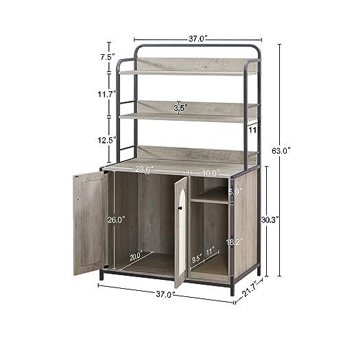  Rustic Brown Large Cat Litter Box Enclosure Furniture - Sturdy Wooden Hidden Cat Washroom With Shelf, Scratch Pad - 37''W X 21.7''D X 63''H