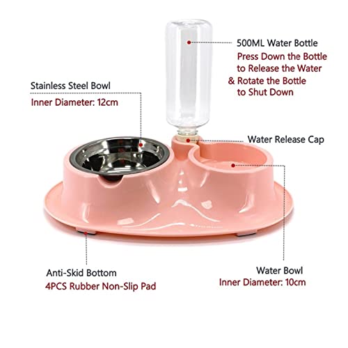  AYENCI Cat Automatic Water, Double Use Pet Feeder System With Water Bottle Cat Bowl Dog Bowl For Pet Feeding (Color : Blue)