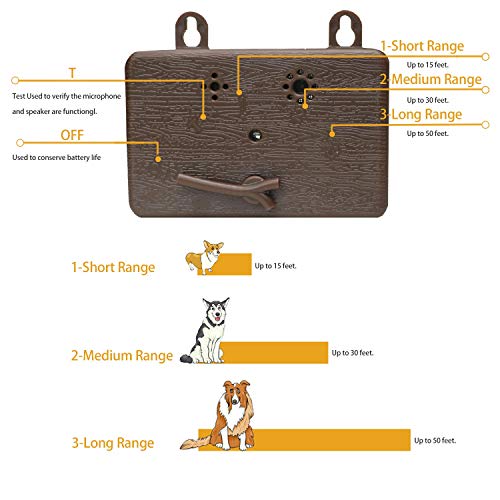  Anti Barking Control Device,Ultrasonic Dog Bark Deterrent,Upgrade Mini Sonic Anti-bark Repellent 50 FT Range,Ultrasound Silencer No Bark Training Control Device Security For Dogs (Brown)