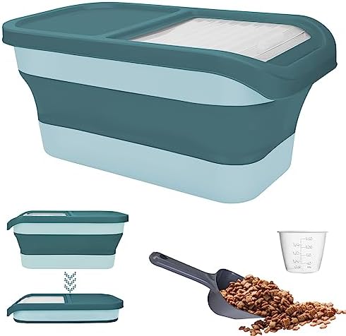  Yummy Sam Collapsible Dog Food Storage Container, 10-20 LB Large Capacity Pet Food Container Bin With Lids, Airtight Cat Food Containers Foldable Kitchen Rice Storage With Measuring Cup Scoop (Yellow)