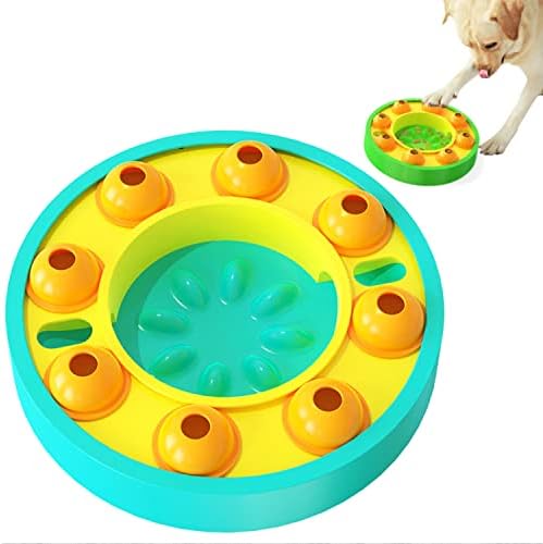 GENERIC Dog Cat Puzzle Toys, Cat Kitten Brain Toys Mentally Stimulation Toys Puzzle Feeder, Interactive Dog Cat Toys, Treat Dispenser Chew Toy Games, Dispensing Bowl Gifts For Puppy (Green And Yellow)