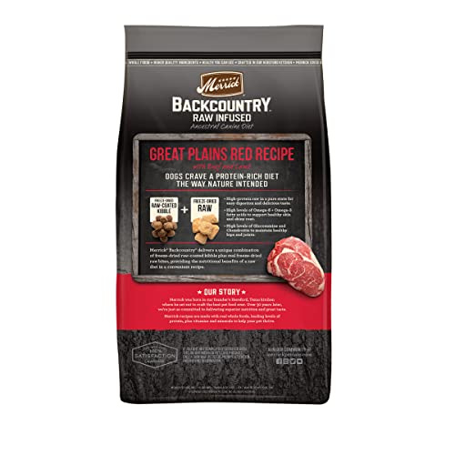  Merrick Backcountry Raw Infused Grain Free & With Healthy Grains Dry Dog Food,Great Plains Red Meat,4 Pound, 37074