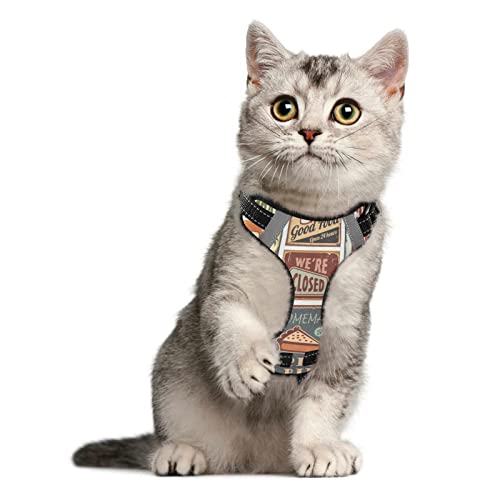  Oyihfvs Retro Metal Style Vintage Posters For Food Coffee Beer Dog/Cat Vest Harness, Reflective Adjustable Antiskid No Pull Pet Harness With Leash Clips Easy Control Handle For Cats Dogs M