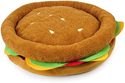  TONBO Soft Plush Small Cute And Cozy Food Dog Cat Bed, Washer And Dryer Friendly (Burger)