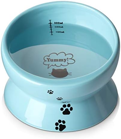  Y YHY Elevated Cat Food Bowl, Raised Pet Food And Water Bowl, Cat And Small Dog Bowl, Tilted Ceramic Cat Water Bowl No Spill,15oz, Dishwasher Safe