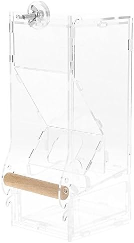 Bird Food Feeder Acrylic Transparent Pet Seeds Automatic Food Feeder Cage Toy (Size : L Single)