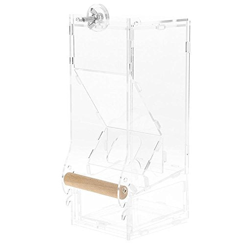  Bird Food Feeder Acrylic Transparent Pet Seeds Automatic Food Feeder Cage Toy (Size : L Single)