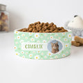 GENERIC Personalized Pet's Photo Bowl, Pastel Green Daisy Pattern Bowl, Dog Name Bowl, Cat Name Bowl, Gift For Pets, Ceramic Pet Bowl, Available In 2 Sizes