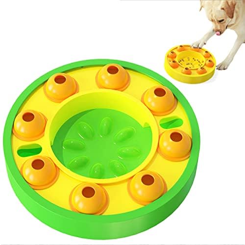 GENERIC Dog Cat Puzzle Toys, Cat Kitten Brain Toys Mentally Stimulation Toys Puzzle Feeder, Interactive Dog Cat Toys, Treat Dispenser Chew Toy Games, Dispensing Bowl Gifts For Puppy (Green And Yellow)