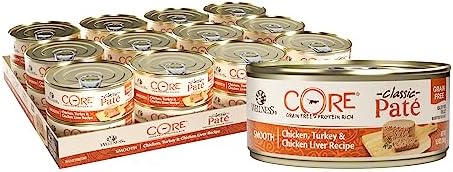  Wellness CORE Grain-Free Wet Kitten Food, Natural Canned Food For Cats, Made With Real Meat (Kitten, Turkey & Chicken Liver, 3 Oz Can, 12 Pack)