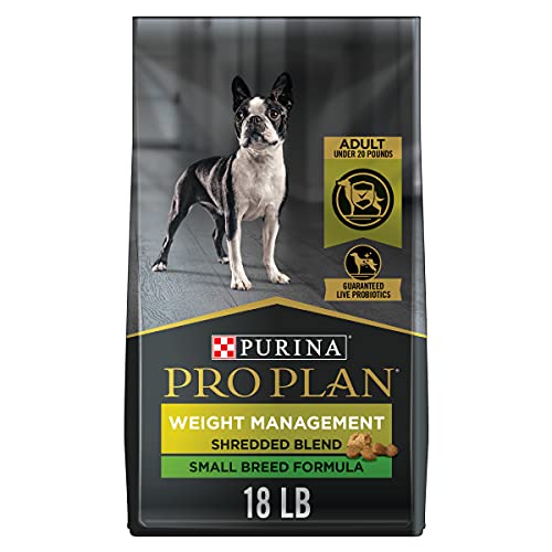  Purina Pro Plan Small Breed Weight Management Dog Food, Shredded Blend Chicken & Rice Formula - 18 Lb. Bag