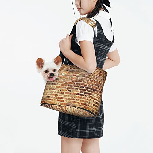  Mqgmz Industrial Brick Wall Background Print Pet Carrier Tote Bag With Pocket Safety - Amazing Design