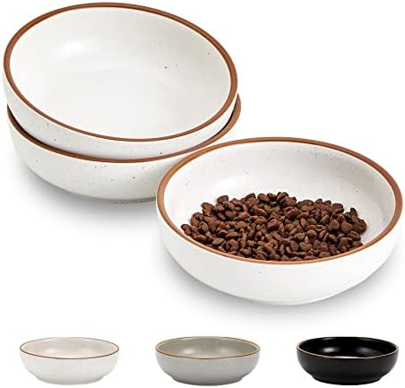  LETITBE Ceramic Cat Bowls Set, 5.3 Inch Cat Food Bowls, Cat Dishes For Indoor Cat, Pet Kitten Food Bowl, Cat Food Dish Small Animal Pet Bowls, Matte Black