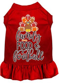  Family, Food, And Football Screen Print Dog Dress Red XS