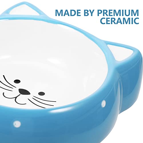  POPETPOP Ceramic Dishes For Dog And Cat Food And Water,Cartoon Print Bowl,Easy To Wash