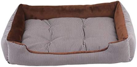  SENERY 50-90cm Large Dog Bed Winter Warm Cat House Soft Double Sided Puppy Cushion Striped Pattern Pet Kennel