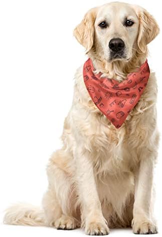  Lunarable Fiesta Party Bandana Collar, Mexican Food Symbols, 16" X 16", Coral Dark Grey