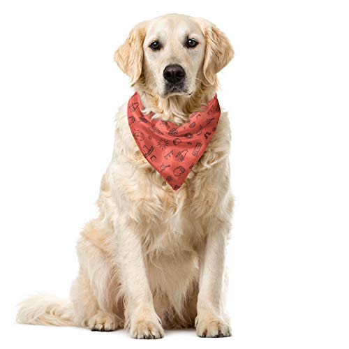  Lunarable Fiesta Party Bandana Collar, Mexican Food Symbols, 16" X 16", Coral Dark Grey
