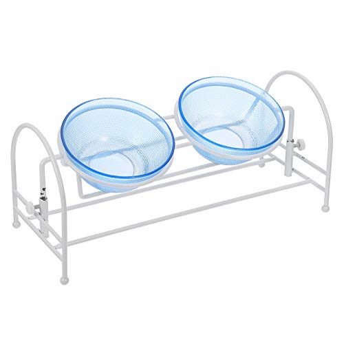  POPETPOP Puppy Water Bowl Double Cat Bowls With Iron Stand Glass Dog Bowls Raised Pet Bowls Food Water Dish Feeder No Spill Non-Skid For Puppy Kitten Glassine