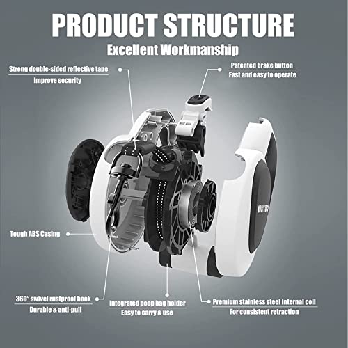  HCY&WLD Upgrade 3-in-1 Retractable Dog Leash With Integrated Dispenser & Poop Bags, 26 Ft Heavy Duty Dog Leash With Anti-Slip Handle For Dogs Up To 110 Lbs, 360° Tangle-Free, One Button Brake & Lock