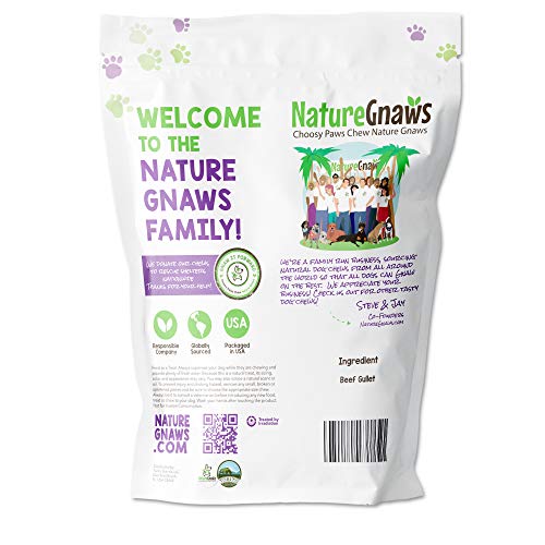  Nature Gnaws Beef Jerky Sticks For Dogs - Premium Natural Beef Gullet Bones - Simple Single Ingredient Tasty Dog Chew Treats - Rawhide Free - 5-6 Inch (8 Oz)