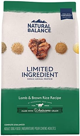  Natural Balance Limited Ingredient Adult Dry Dog Food With Healthy Grains, Lamb & Brown Rice Recipe, 12 Pound (Pack Of 1)