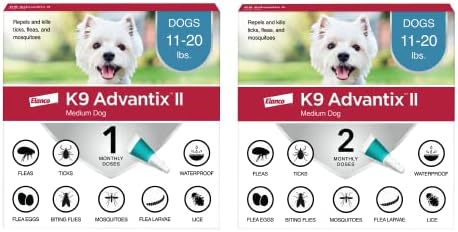  K9 Advantix II Medium Dog Vet-Recommended Flea, Tick & Mosquito Treatment & Prevention | Dogs 11-20 Lbs. | 2-Mo Supply