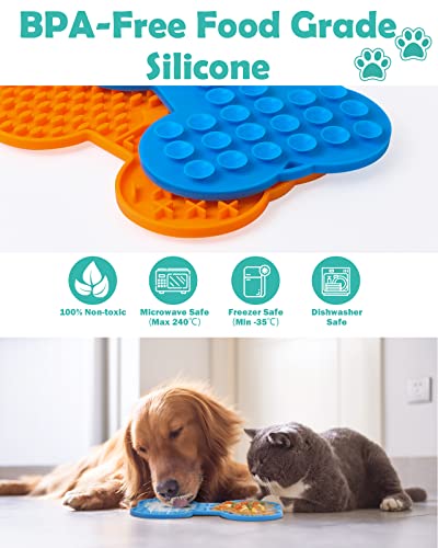  Petbank Lick Mat For Dogs And Cats - 3 Pcs Valued-Pack Dog Licking Mat With Suction Cups, Dog Peanut Butter Lick Pad For Anxiety Relief And Slow Feed Training, Spatula And Brush Include