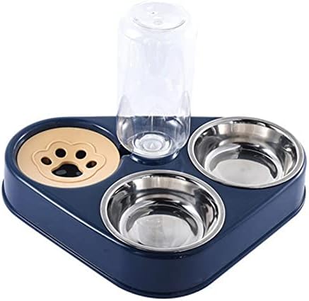  AYENCI Cat Automatic Water, 500ML Dog Bowl Cat Feeder Bowl With Dog Water Bottle Automatic Drinking Pet Bowl Cat Food Bowl Pet Stainless Steel Double 3 Bowl (Color : Navy Blue)