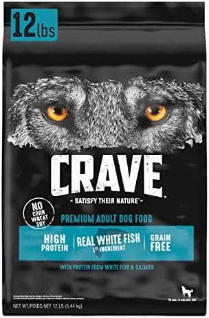  CRAVE Grain Free High Protein Adult Dry Dog Food, White Fish & Salmon, 12 Lb. Bag