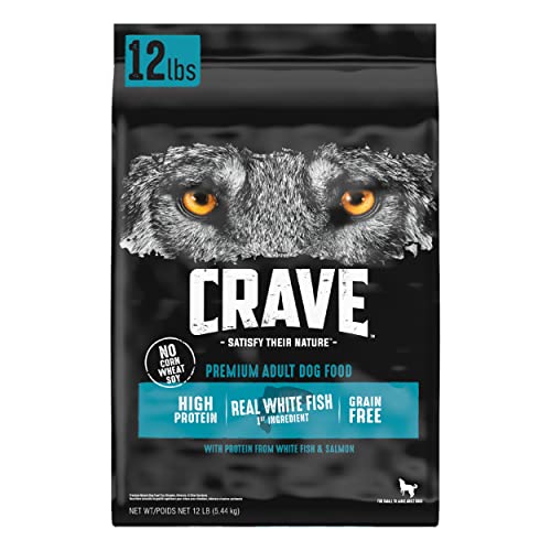  CRAVE Grain Free High Protein Adult Dry Dog Food, White Fish & Salmon, 12 Lb. Bag