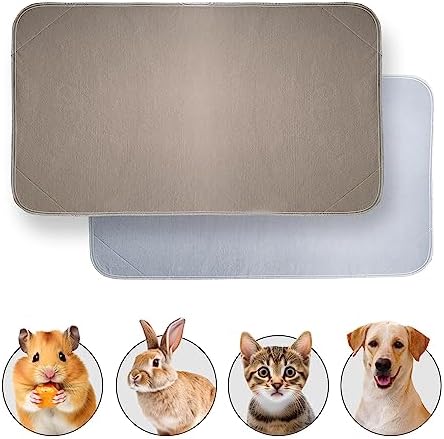  JT Pet Guinea Pig Cage Liner - Pack Of 4 Washable Pee Pads For Dogs, Smooth Fleece Guinea Pig Bedding For Cage & Crates, Reusable & Waterproof Puppy Pee Pads - 36x24 Inches, Brown Grey