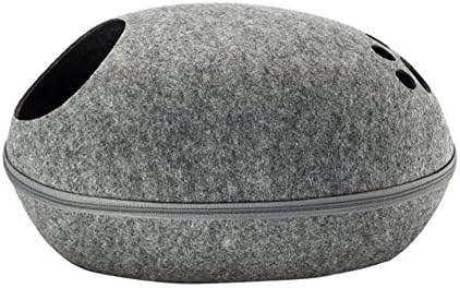  YangYan Pet Cat Bed Cave Sleeping House Nest Kennel Felt Cloth Zipper Pet Cat Basket Egg Shape Pet Bed Mat Cushion For Cats Small Dogs (Color : D, Size : 47x39x25cm)