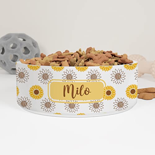 GENERIC Personalized Pet Bowl, Flowers Pattern Bowl With Name, Custom Dog Cat Pet Bowls Available In Two Sizes, Gift For Pets